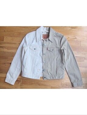 RARE Levi’s Original Trucker Denim Jacket – XS – Cream & Khaki Colorblock 80s